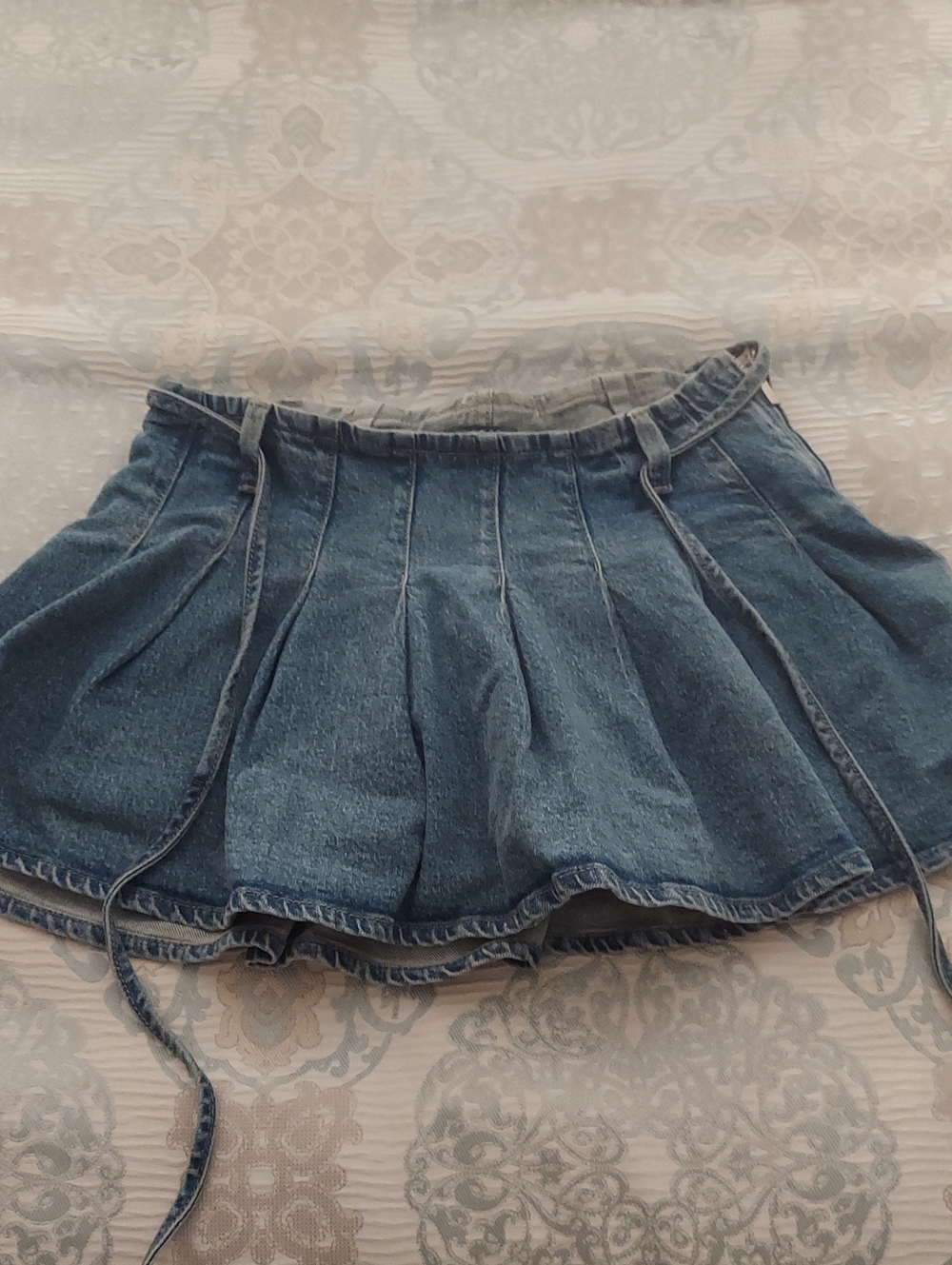 wild fable Blue Pleated Denim Skort with Tie Details
